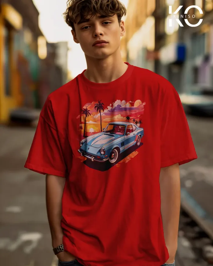 Car Graphic T Shirts for guys with Car with Beautiful Scenery Design Printed - Image 3